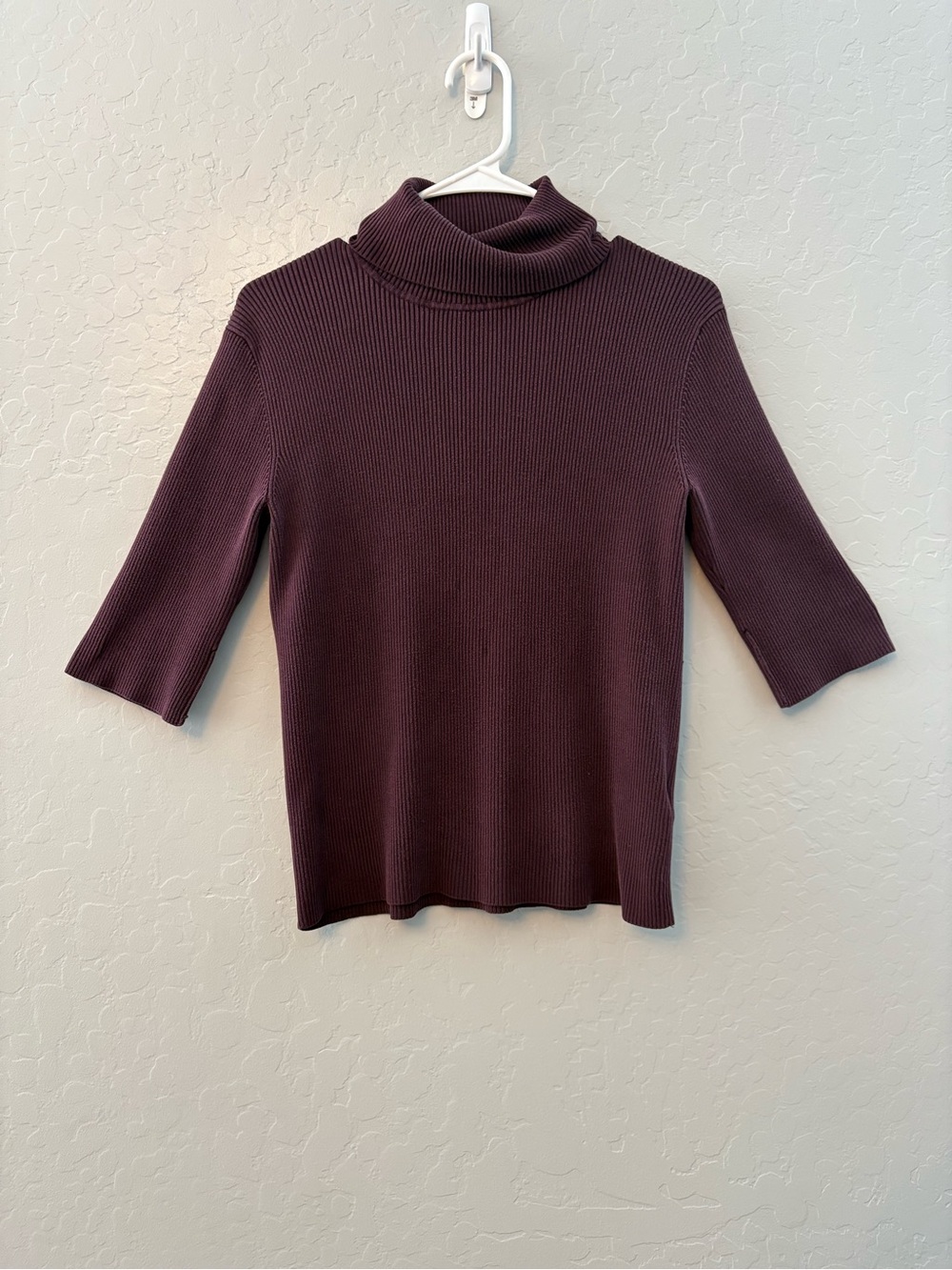Lauren ralph lauren ribbed dark purple silk blend turtleneck top size large